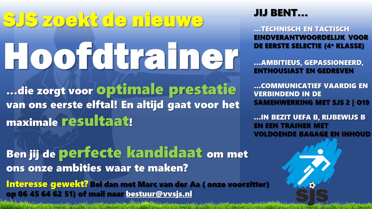 Vacature Alert! SJS zoekt hoofdtrainer